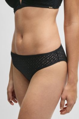 Monogram-lace briefs with logo trim, Black