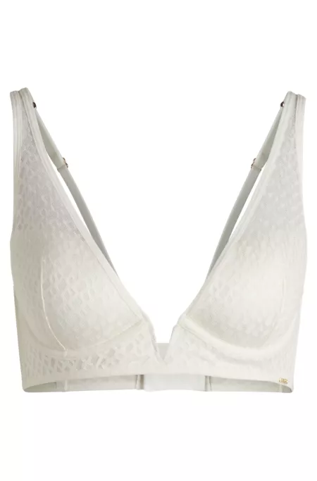 Soutien-gorge triangle en dentelle monogrammée avec garniture métallique