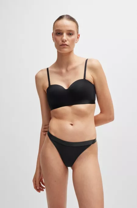 Cotton-blend thong with logo waistband