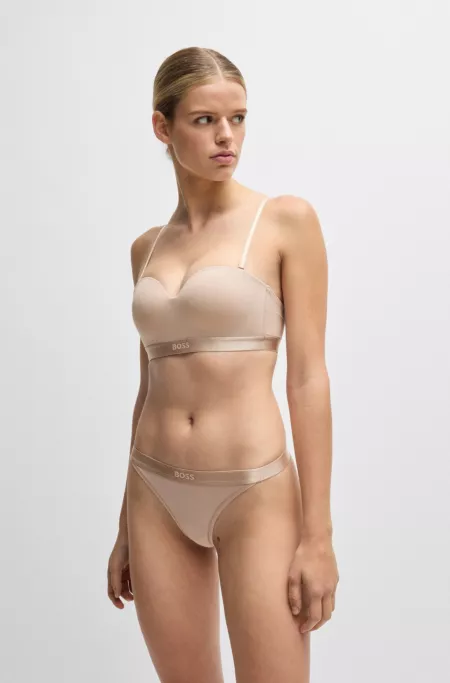 Cotton-blend thong with logo waistband