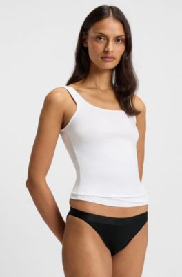 Cotton-blend briefs with signature logo waistband, Black