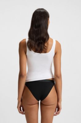 Cotton-blend briefs with signature logo waistband, Black