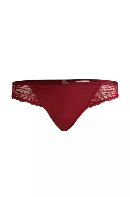 Stretch-lace Brazilian briefs with logo trim