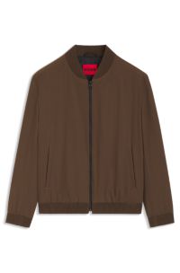 Slim-fit zip-up jacket in patterned stretch twill, Brown