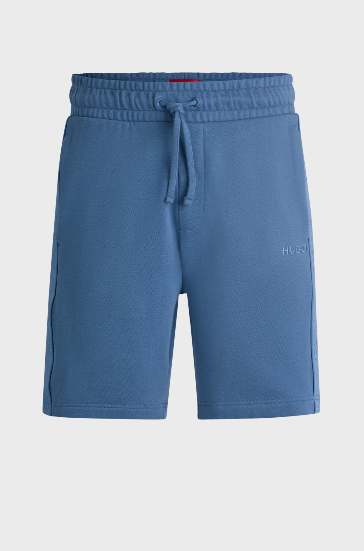 Cotton-terry shorts with logo tape side seams, Blue
