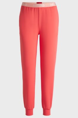 Cotton-blend tracksuit bottoms with logo waistband, Light Red