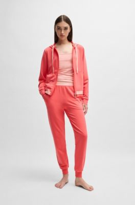 Pantaloni della tuta in misto cotone con elastico in vita con logo, Rosso chiaro