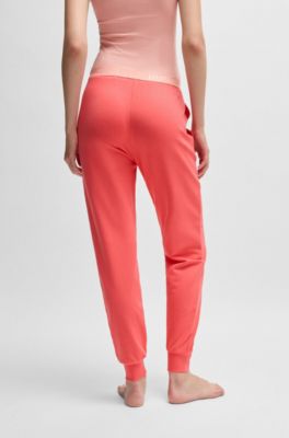 Cotton-blend tracksuit bottoms with logo waistband, Light Red
