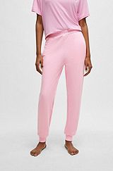 Cotton-blend tracksuit bottoms with logo waistband, light pink