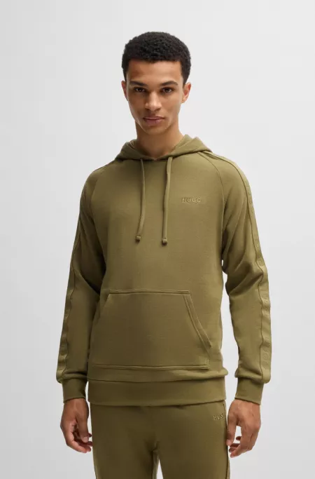 Cotton-terry hoodie with logo tape sleeves
