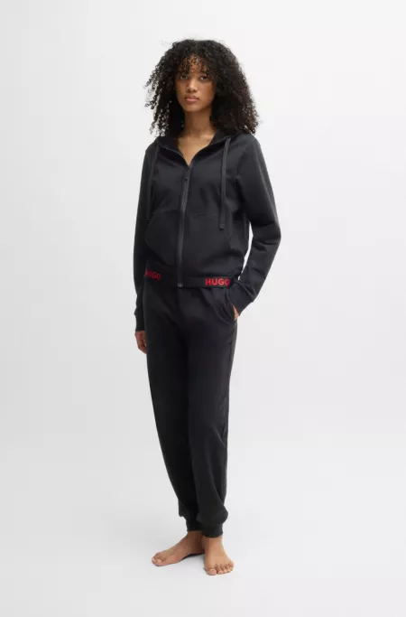 Relaxed-fit hoodie with logo waistband