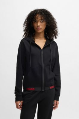 Sweat &agrave; capuche Relaxed avec taille logot&eacute;e, Noir