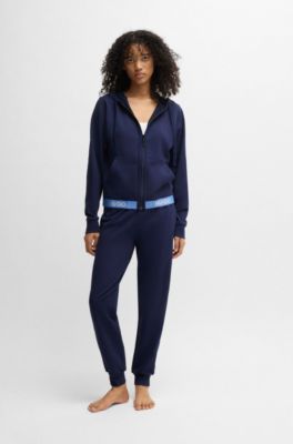 Sudadera con capucha relaxed fit con logo en la cintura, Azul oscuro