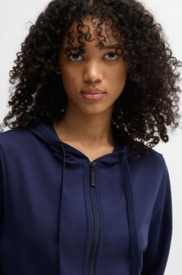 Sudadera con capucha relaxed fit con logo en la cintura, Azul oscuro