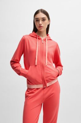 Relaxed-fit hoodie with logo waistband, Light Red