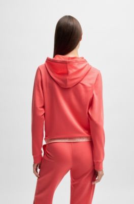 Relaxed-fit hoodie with logo waistband, Light Red