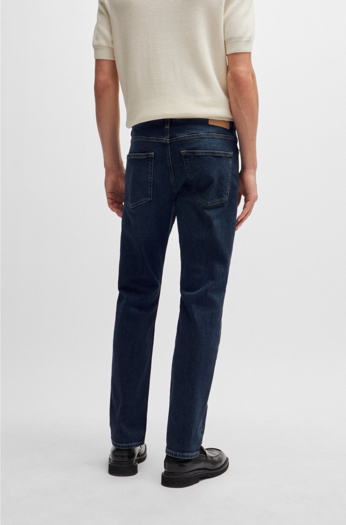 Slim-fit jeans in dark-blue comfort-stretch denim, Dark Blue
