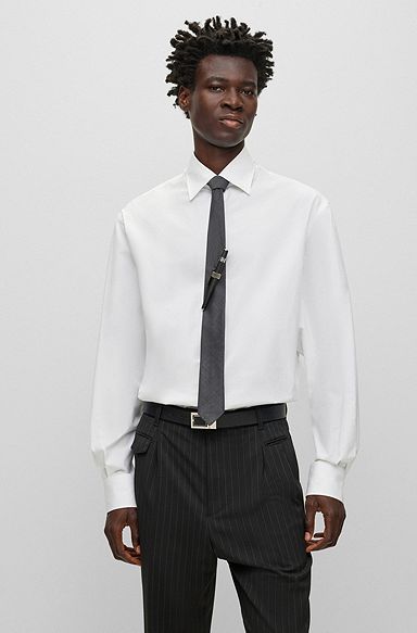 Regular-fit shirt in cotton poplin, White