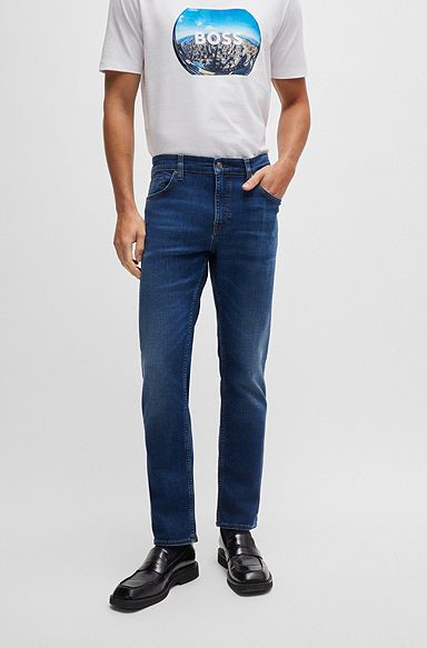 Slim-fit jeans in dark-blue super-soft denim, Blue