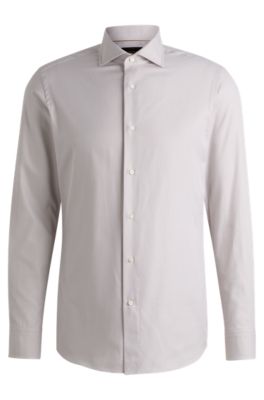 BOSS - スリムフィットシャツ マイクロストラクチャードコットン 