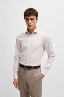 BOSS - スリムフィットシャツ マイクロストラクチャードコットン 