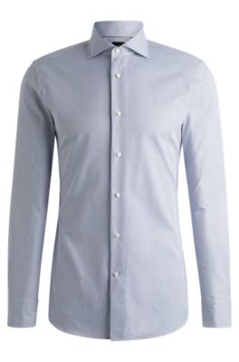 Hugo Boss Slim-fit Shirt In Micro-structured Cotton In Gray