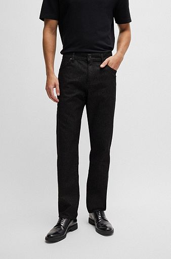 Maine Regular-fit jeans in black stretch denim, Black