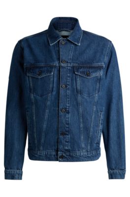 BOSS - Regular-fit jacket in blue rigid denim