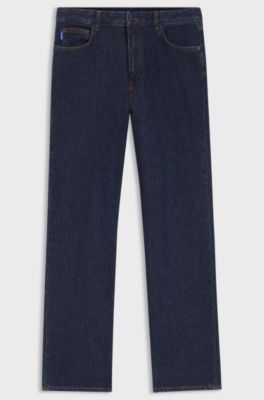 Blue salt-and-pepper jeans in comfort-stretch denim, Dark Blue