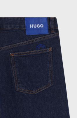 Blue salt-and-pepper jeans in comfort-stretch denim, Dark Blue