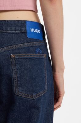 Blue salt-and-pepper jeans in comfort-stretch denim, Dark Blue