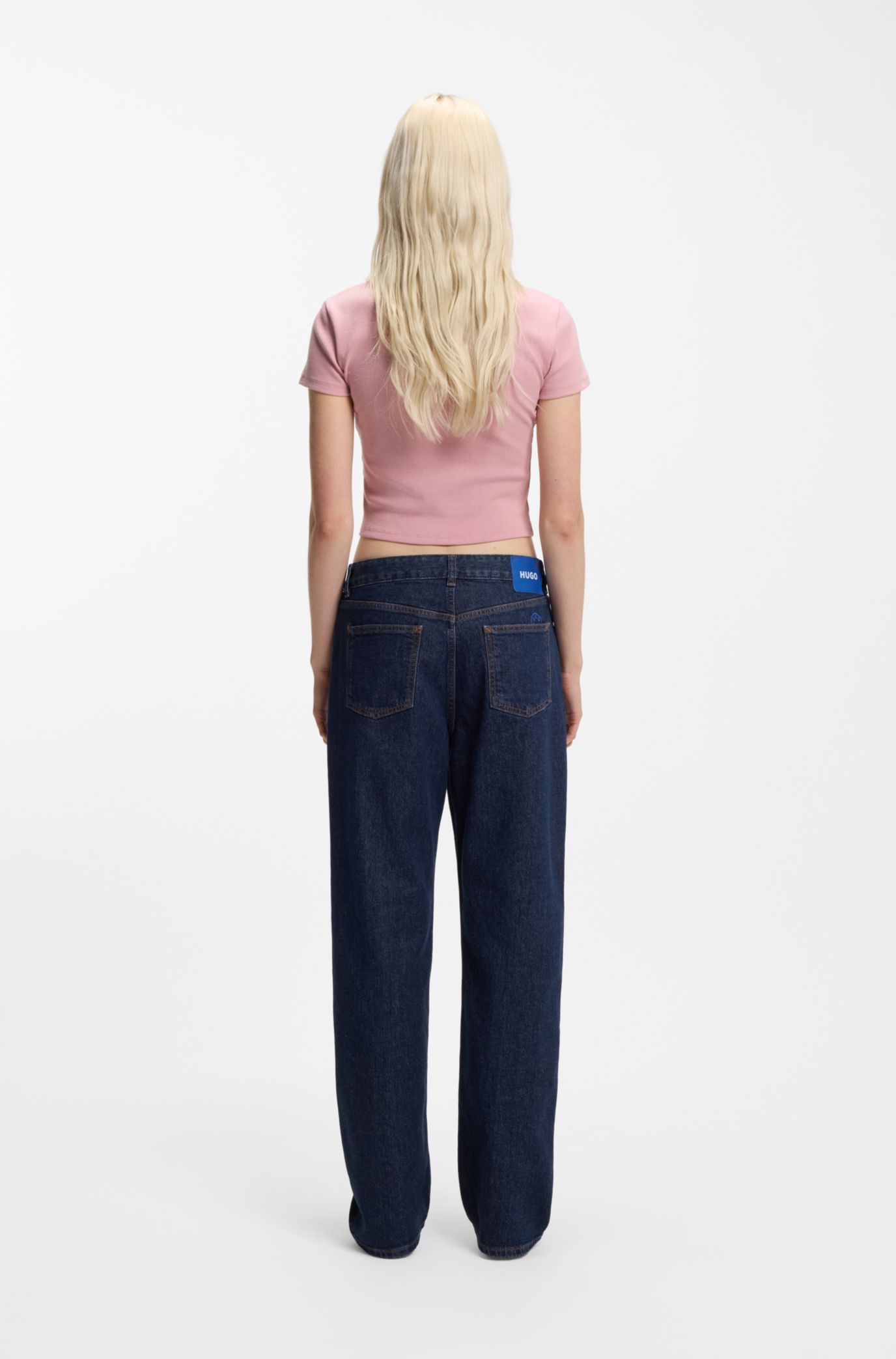 Blue salt-and-pepper jeans in comfort-stretch denim, Dark Blue