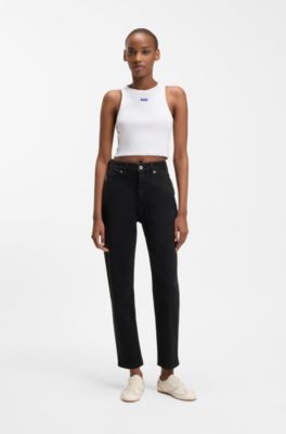 Mom jeans in black stretch denim, Black
