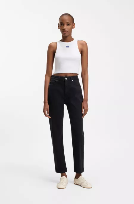 Mom jeans in black stretch denim