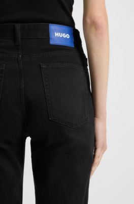 Mom jeans in black stretch denim, Black