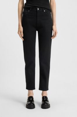 Mom jeans in black stretch denim, Black