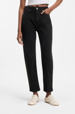 Jeans mom-fit in denim elasticizzato nero, Nero