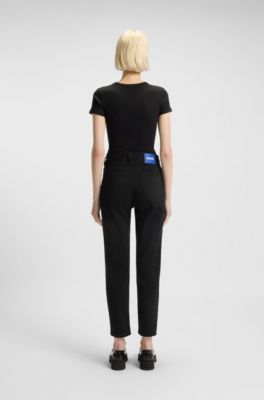 Mom jeans in black stretch denim, Black