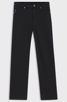 Straight-fit jeans in black stretch denim, Black