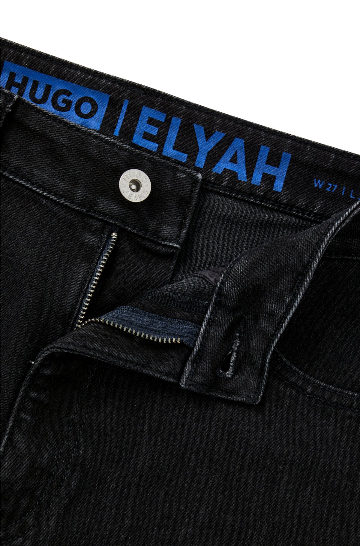 Straight-fit jeans in black stretch denim, Black