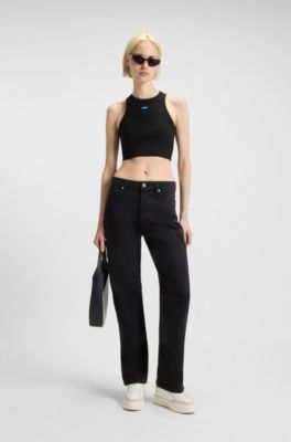 Straight-Fit Jeans aus schwarzem Stretch-Denim, Schwarz