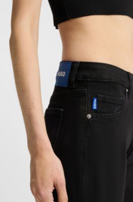 Straight-Fit Jeans aus schwarzem Stretch-Denim, Schwarz