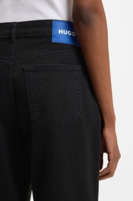 Straight-fit jeans in black stretch denim, Black