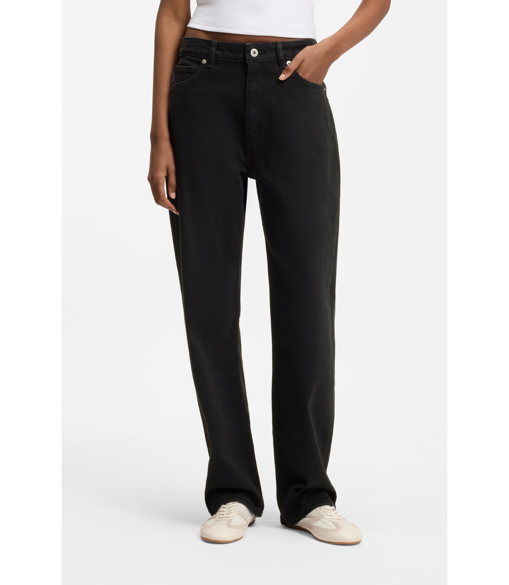 Straight-Fit Jeans aus schwarzem Stretch-Denim