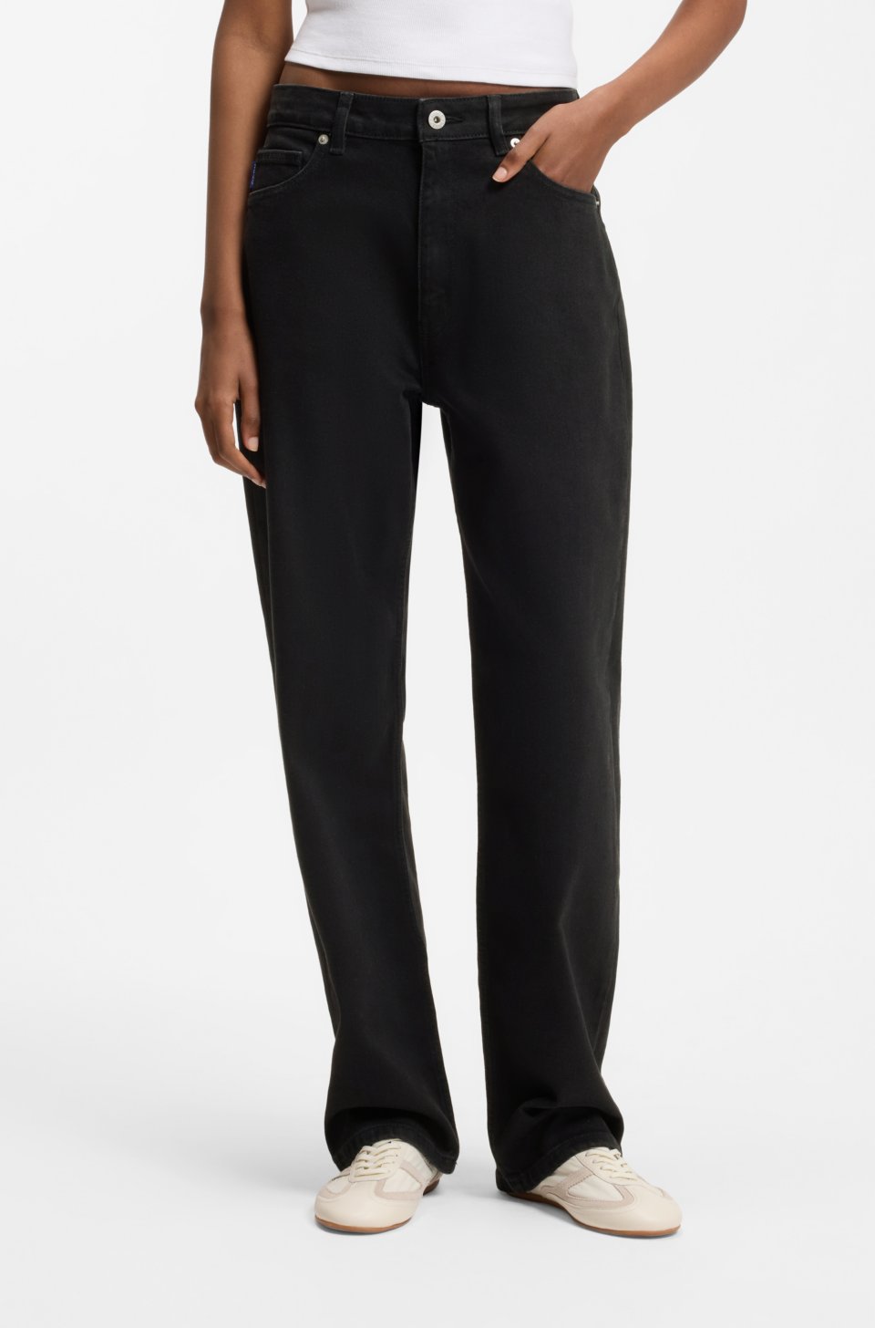 Straight-fit jeans in black stretch denim