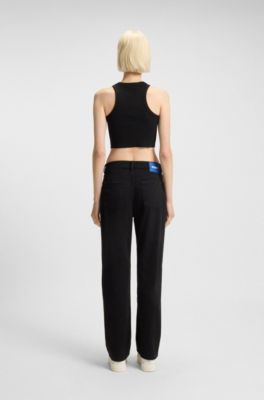 Straight-Fit Jeans aus schwarzem Stretch-Denim, Schwarz