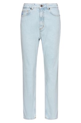 Mom jeans in aqua stretch denim, Light Blue