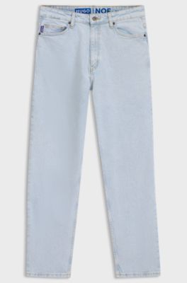 Mom jeans in aqua stretch denim, Light Blue