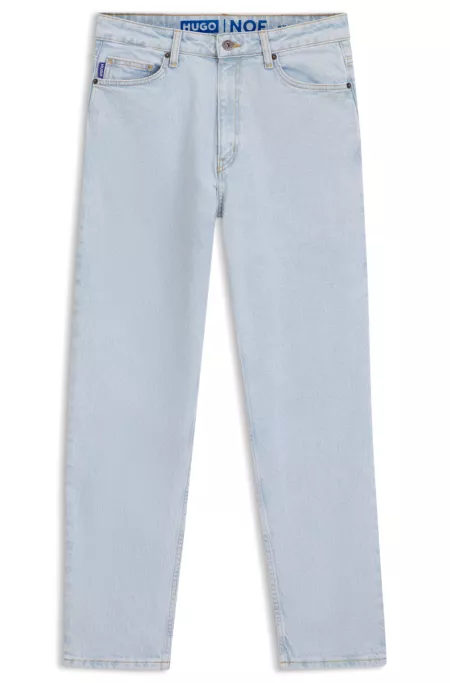 Vaqueros estilo mom en denim elástico color aguamarina