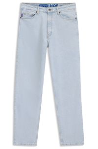 Jean Mom en denim stretch bleu vert, bleu clair